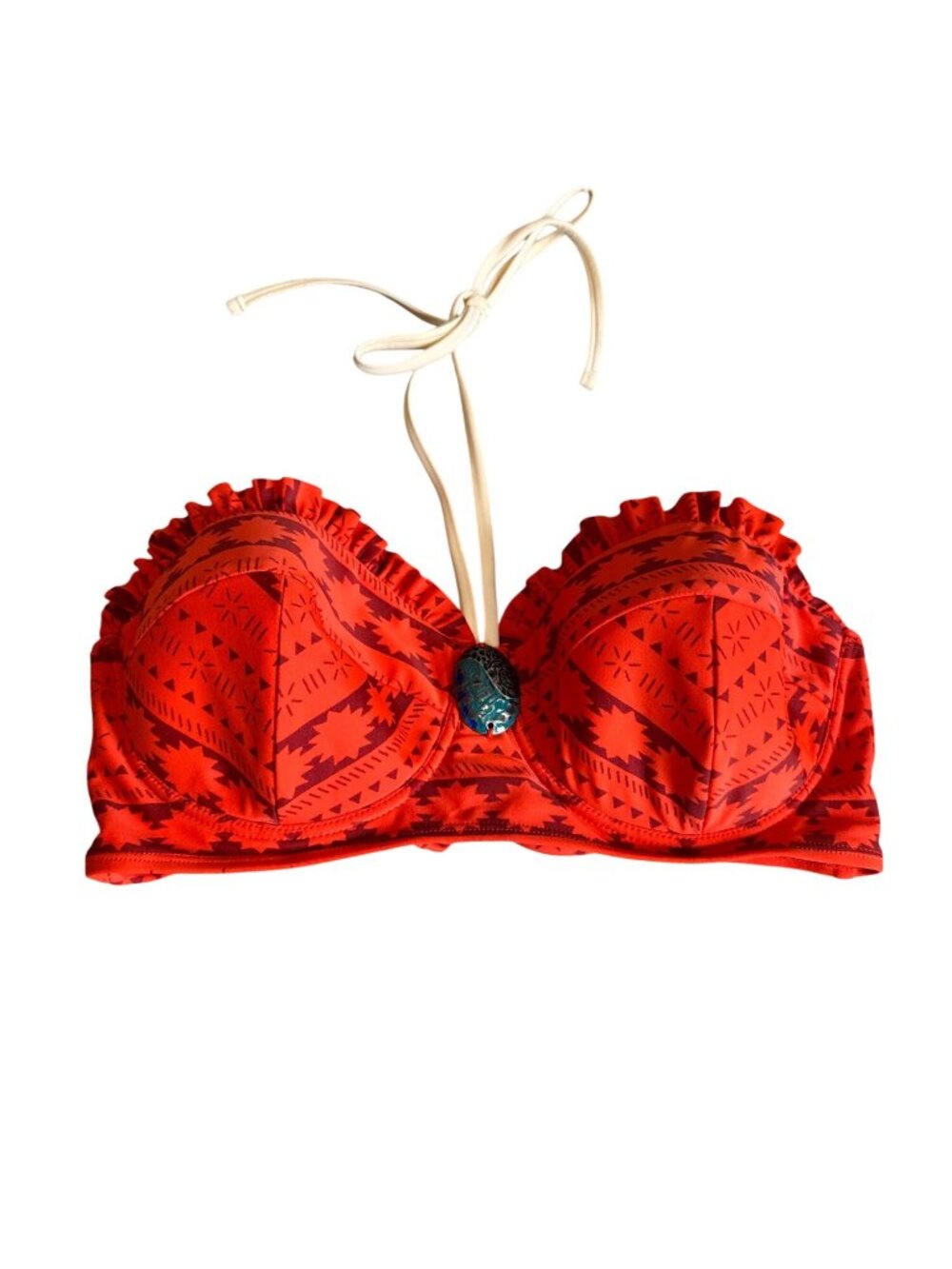 Disney Moana Red Tribal Print Strapless Bikini Top With Halter Tie XXL
